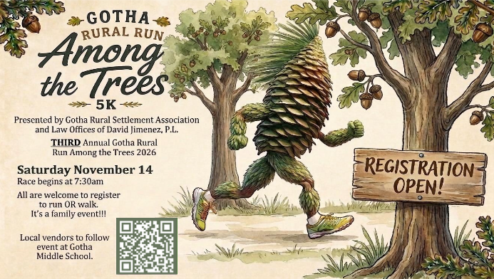 Third Annual Gotha Rural Run Among The Trees 5K Run & Festival